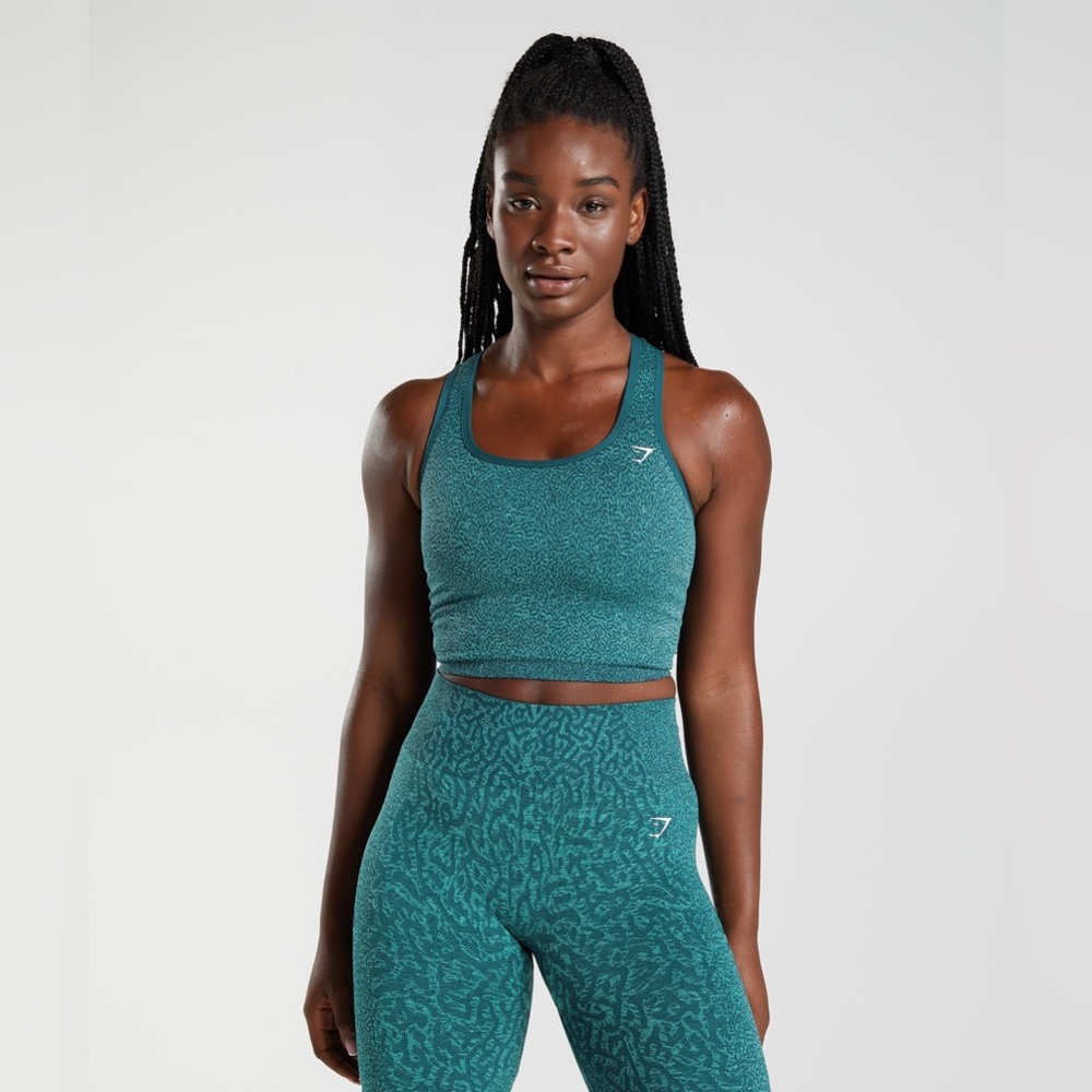 Gymshark Adapt Animal Seamless Crop Lace Back Tank (Reef/Winter Teal)